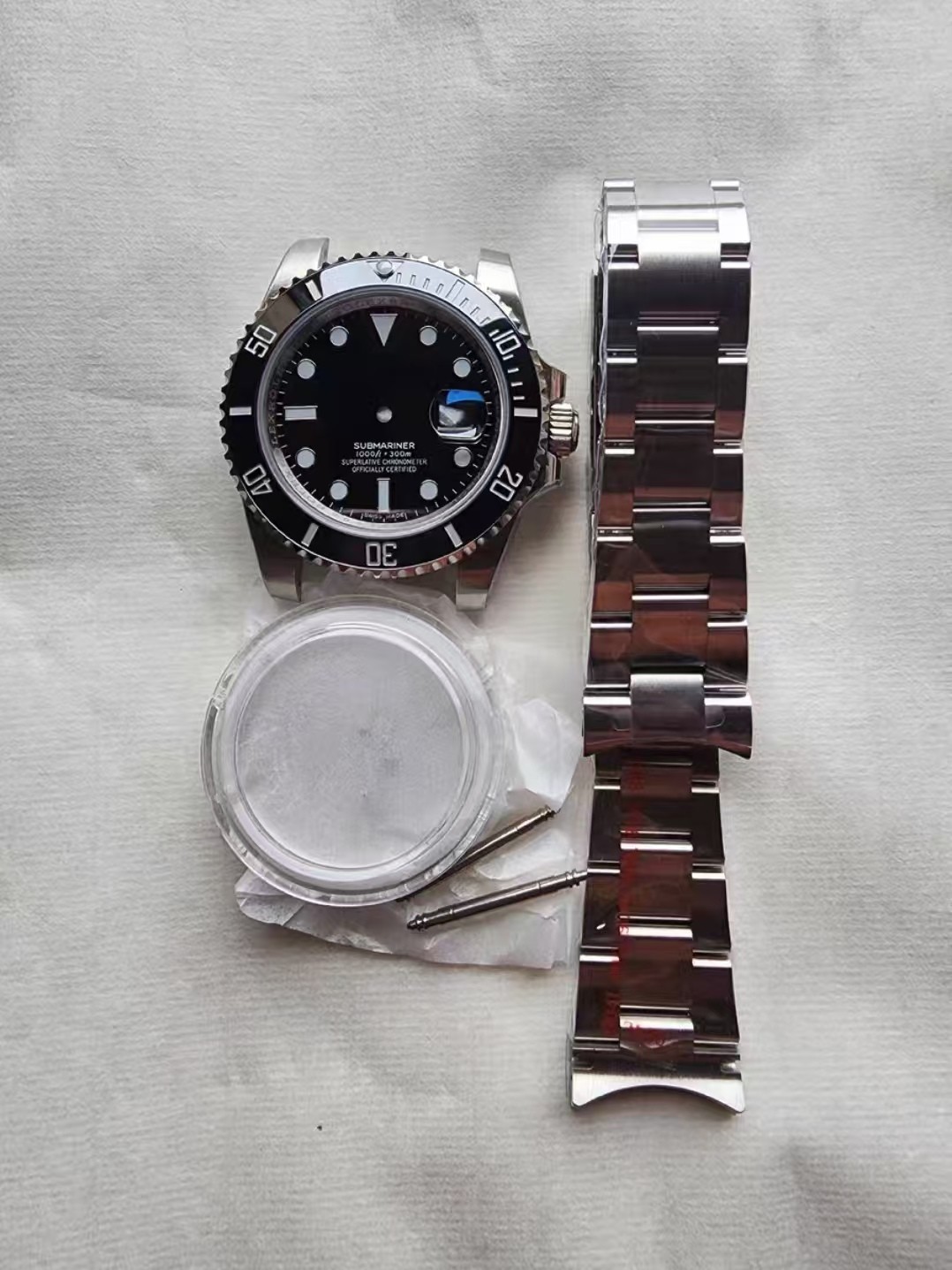 DIY Watch Part Kit for R Date Black SUB 3135 40mm Watch SS Case+Dial+Hands+Strap