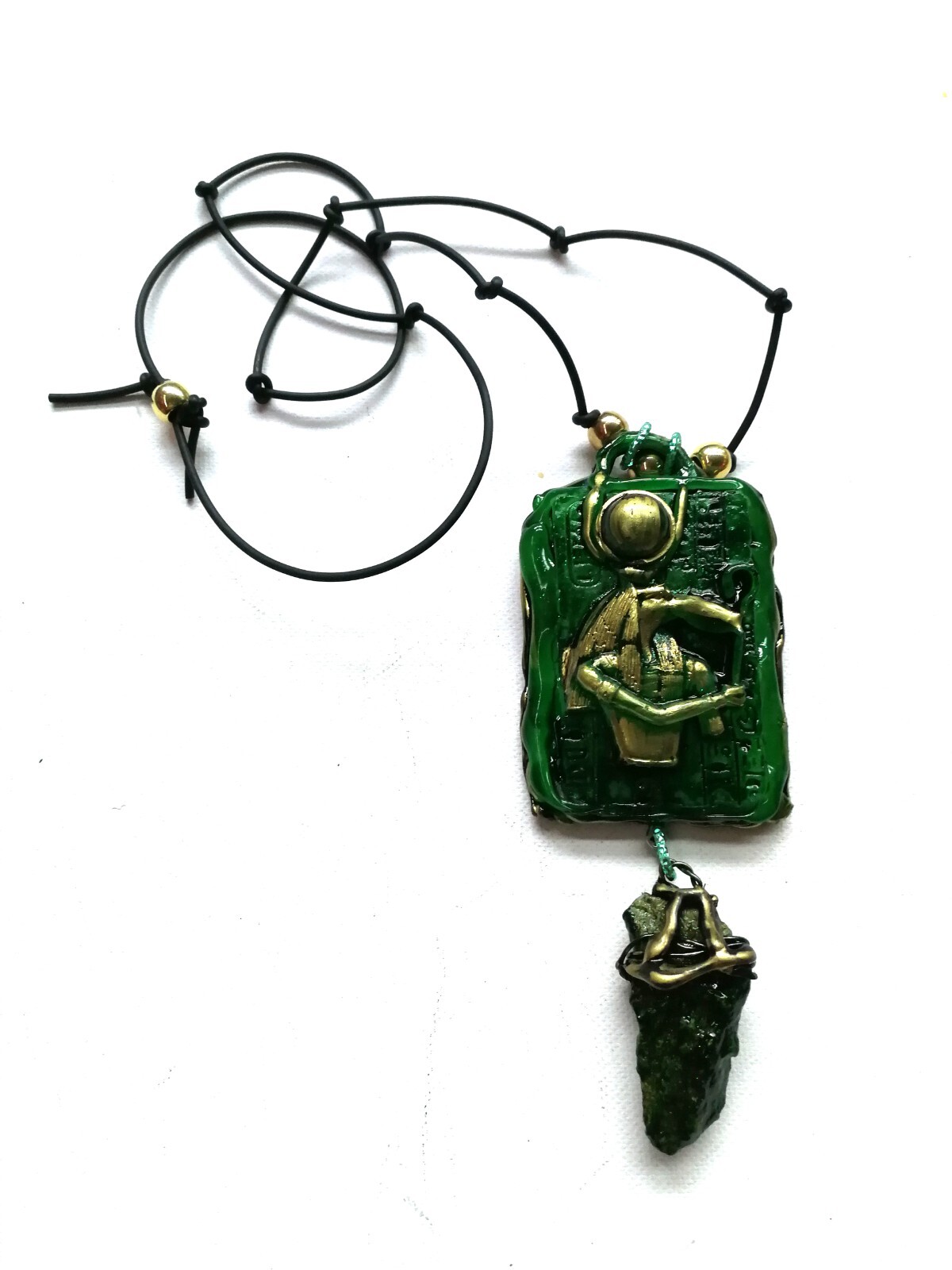 Egyptian God Thoth Emerald Tablet Pendant Necklace Talisman Amulet Medallion Bib