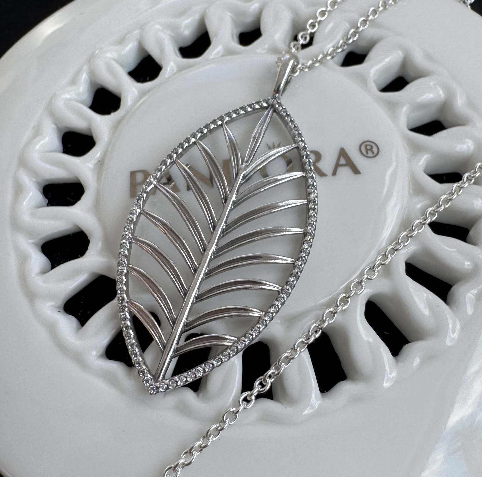 Authentic Pandora Palm Leaf Chain Necklace #390370CZ- 90 cm / 35.4 in