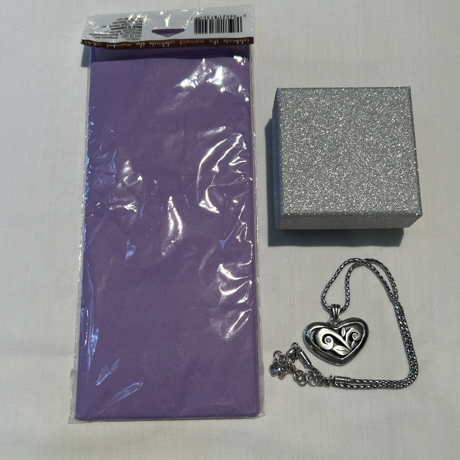 Brighton Silver Heart Necklace with Small Crystals Chain & Gift Box Included
