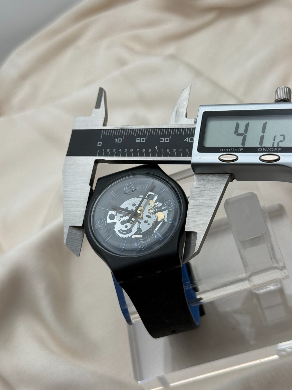 Swatch SUOB165 Blueboost 41mm Quartz Semi-Transparent Dial Black/Blue