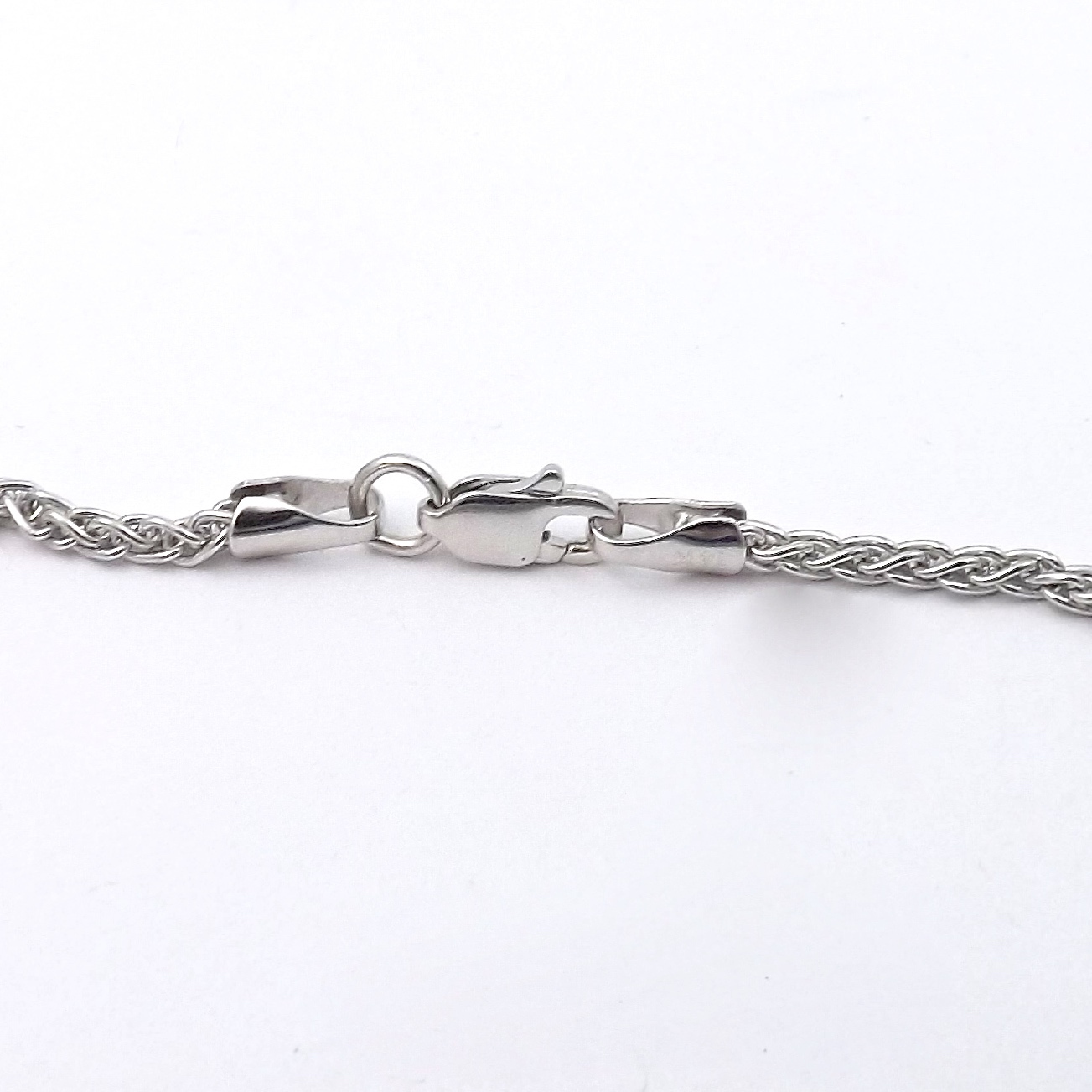 14k White Gold Round Wheat Link Pendant Chain Necklace 18in 7gr 2mm New
