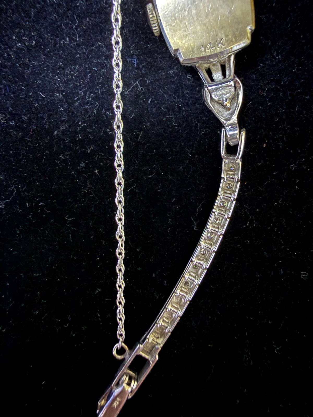 Antique Art Deco LYCEUM 14K White Gold Diamond Bracelet Watch Ladies Cocktail