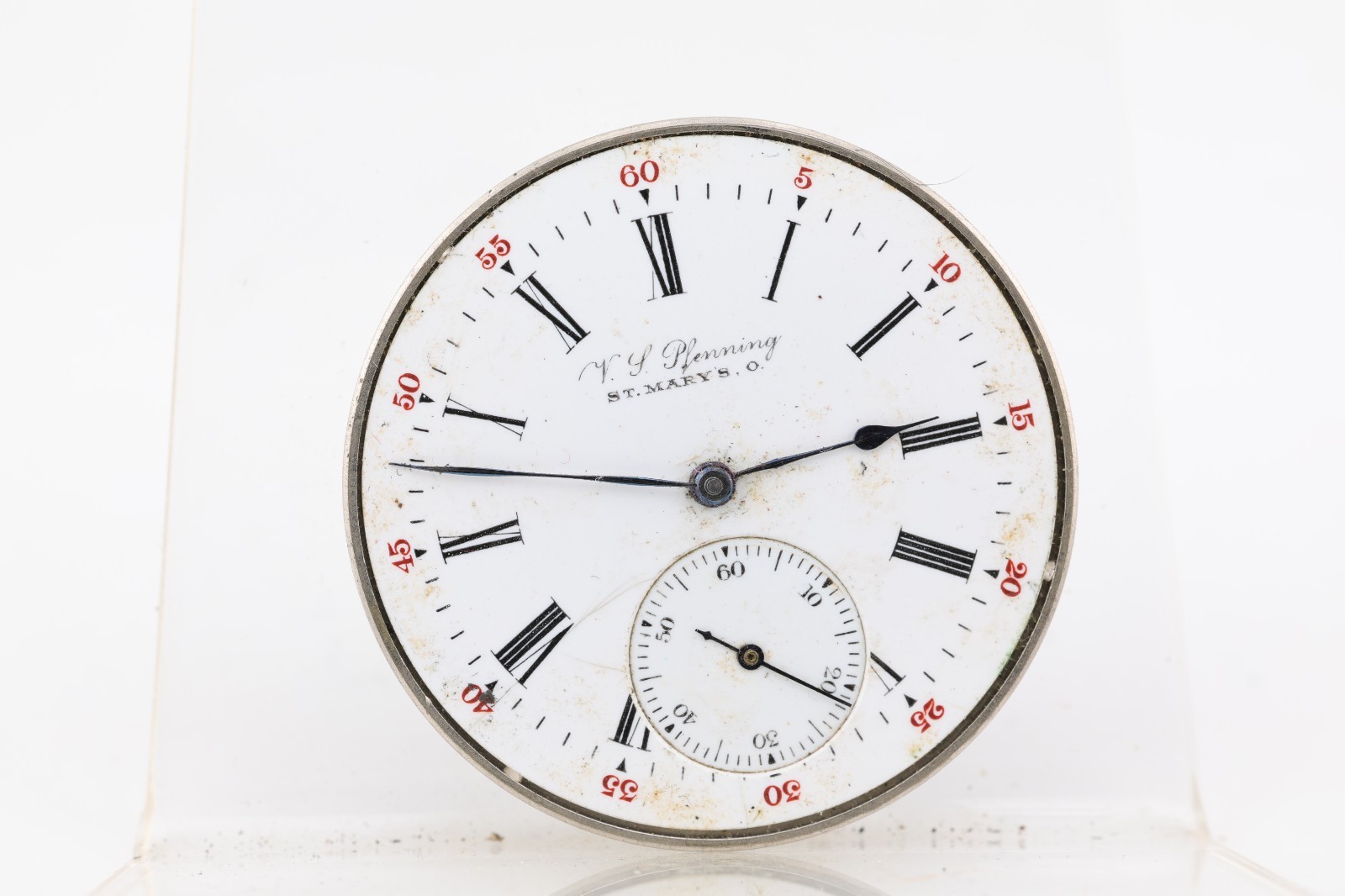 VS PFENNING & Co. St. Mary’s O., 17j ILLINOIS 255, 12s POCKET WATCH MOVEMENT(KI)