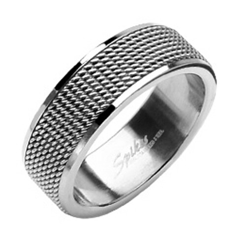 Stainless Steel Wire Mesh Designed Wedding Band Ring Size 5-13