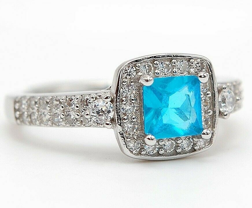 1CT Heat Treated Blue Topaz 925 Solid Sterling Silver Ring Sz 6 UB3-8
