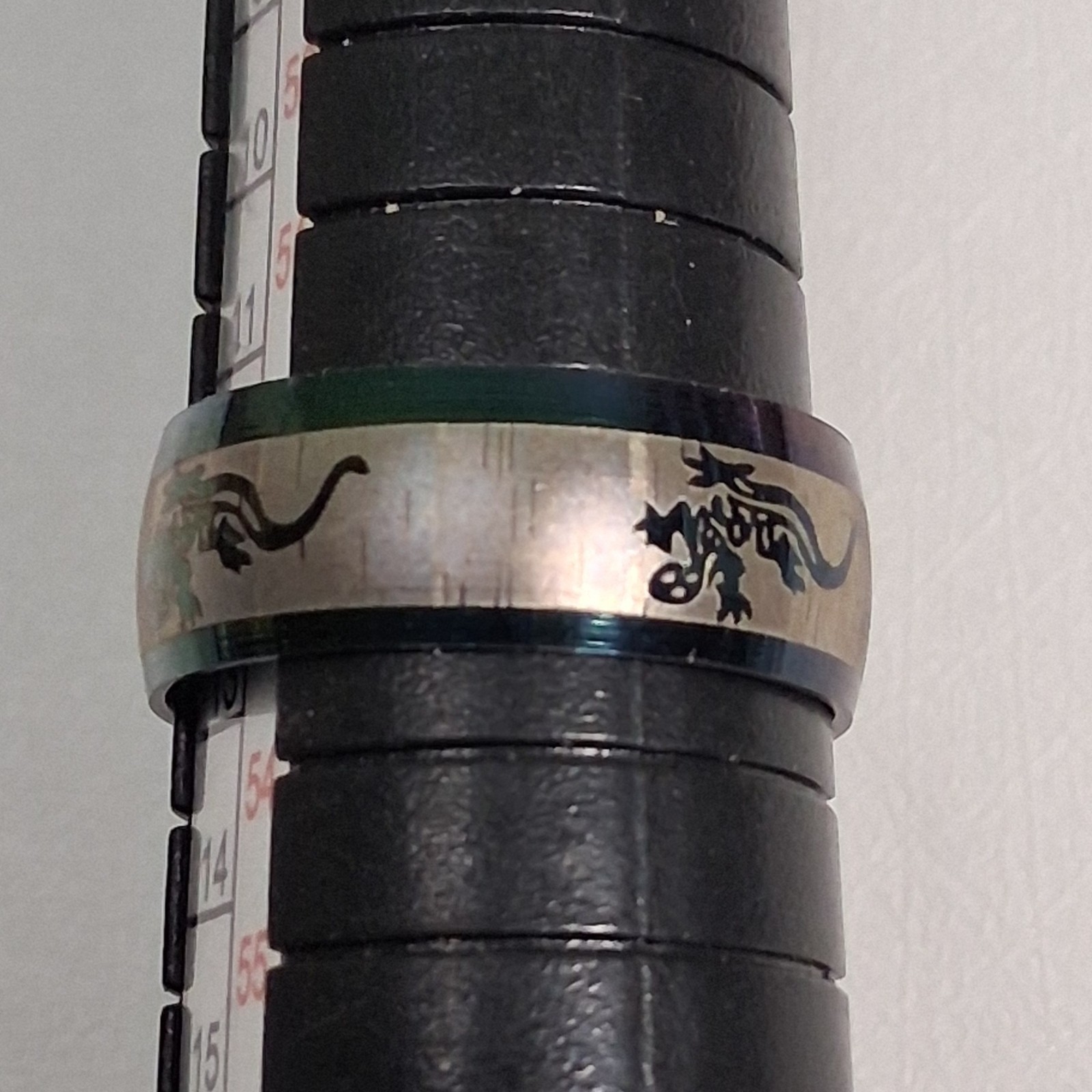 Gecko Lizard Band Ring Size 6.5 Two Tone Stainless Steel Style Animal Jewelry