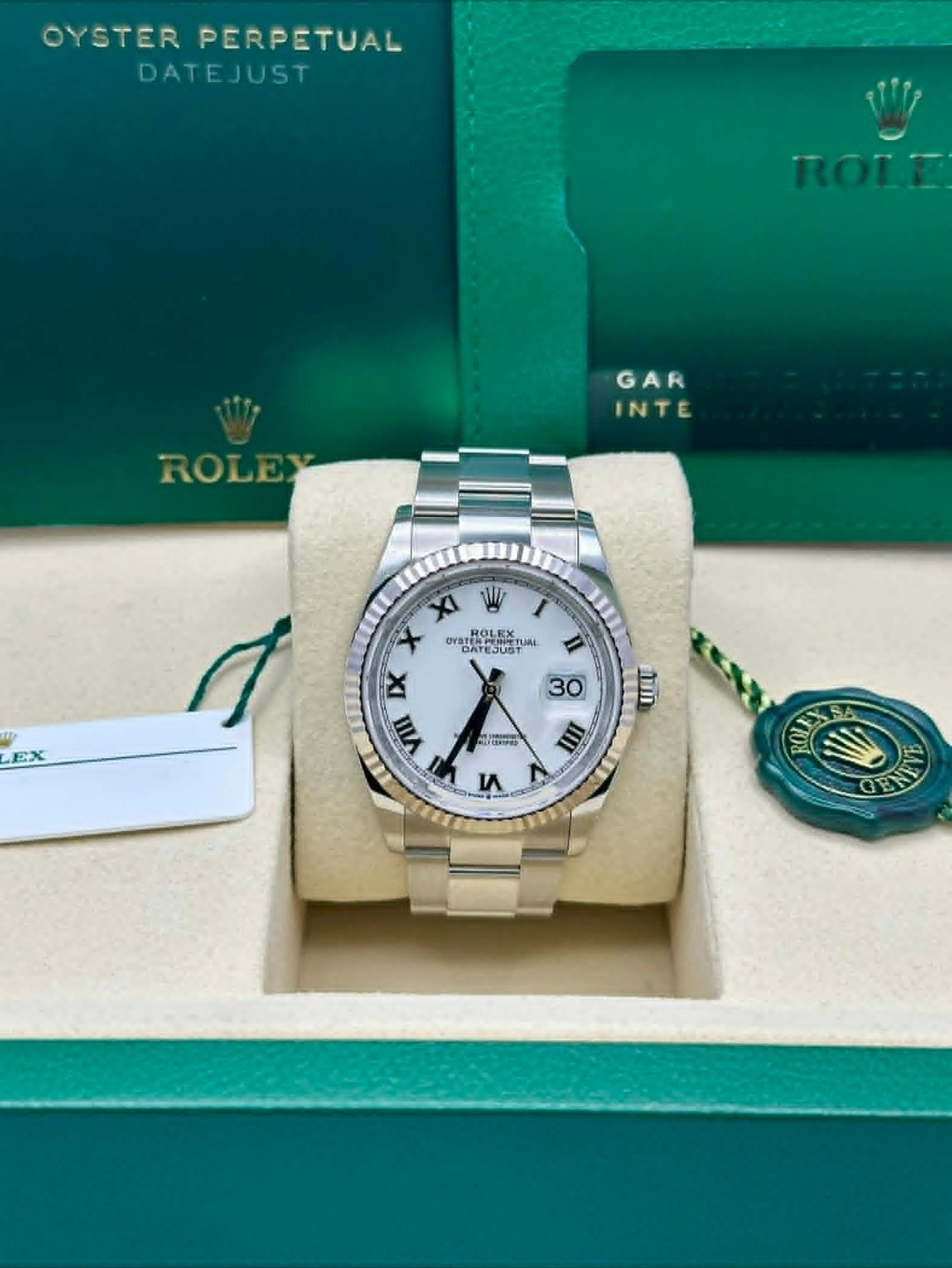Rolex 126234 2025 White Roman Dial Box & Papers