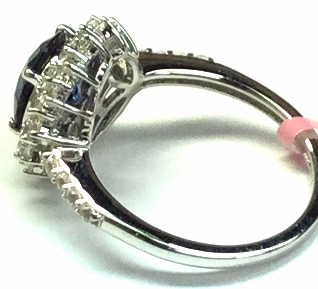 Sterling Silver Faceted Round Blue Sapphire CZ Halo Flower Cocktail Band Ring