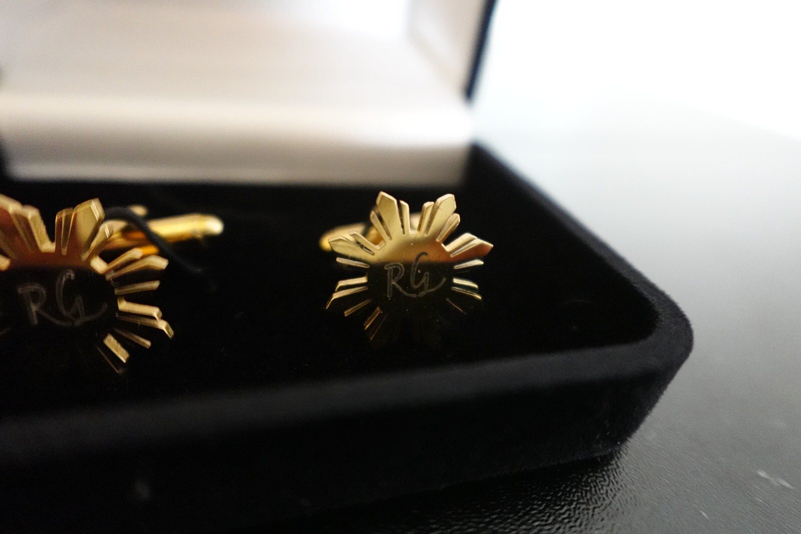 Philippine Sun Suit Cufflinks Pinoy Heritage Jeweley “RG” Gold Color