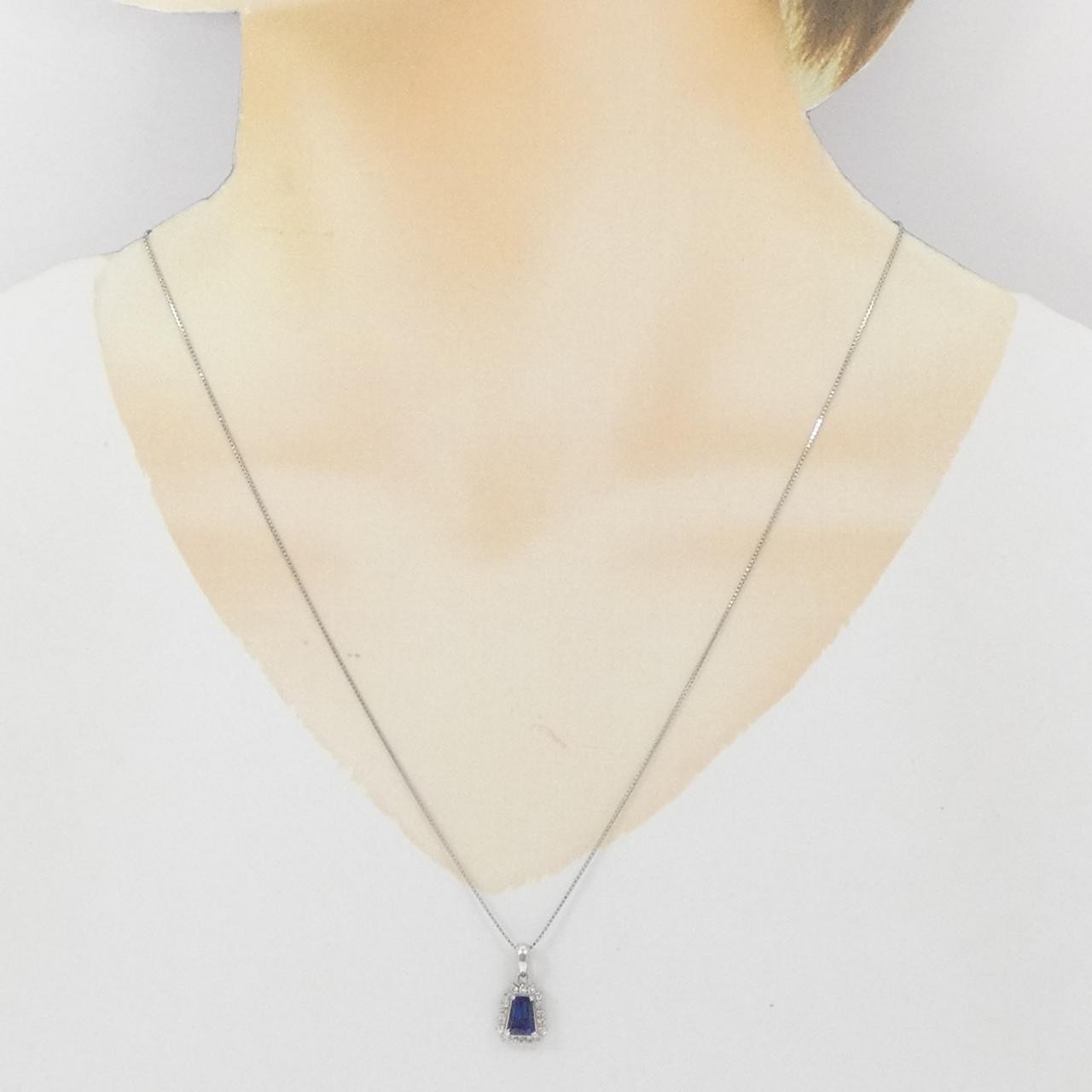 Authentic PT900/PT850 Sapphire Necklace 1.28CT #270-004-157-8893