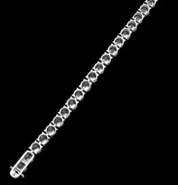 6.60CT Round Cut Natural Diamond Engagement Tennis Bracelet 14K White Gold
