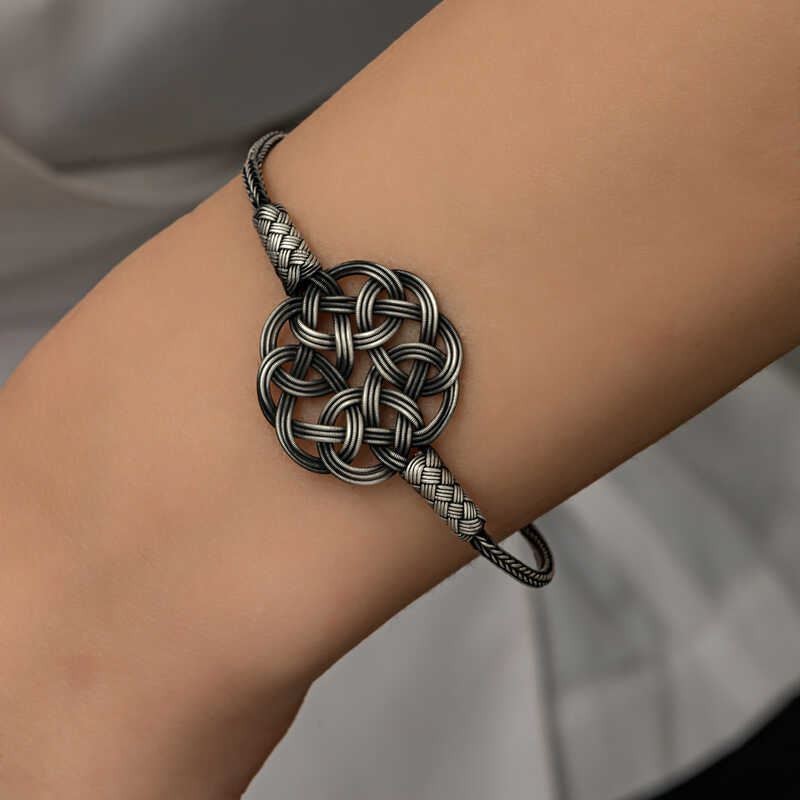 999 Silver Bracelet For WoMen, Hand Braided Bracelet, Oxidized Silver Bracelet