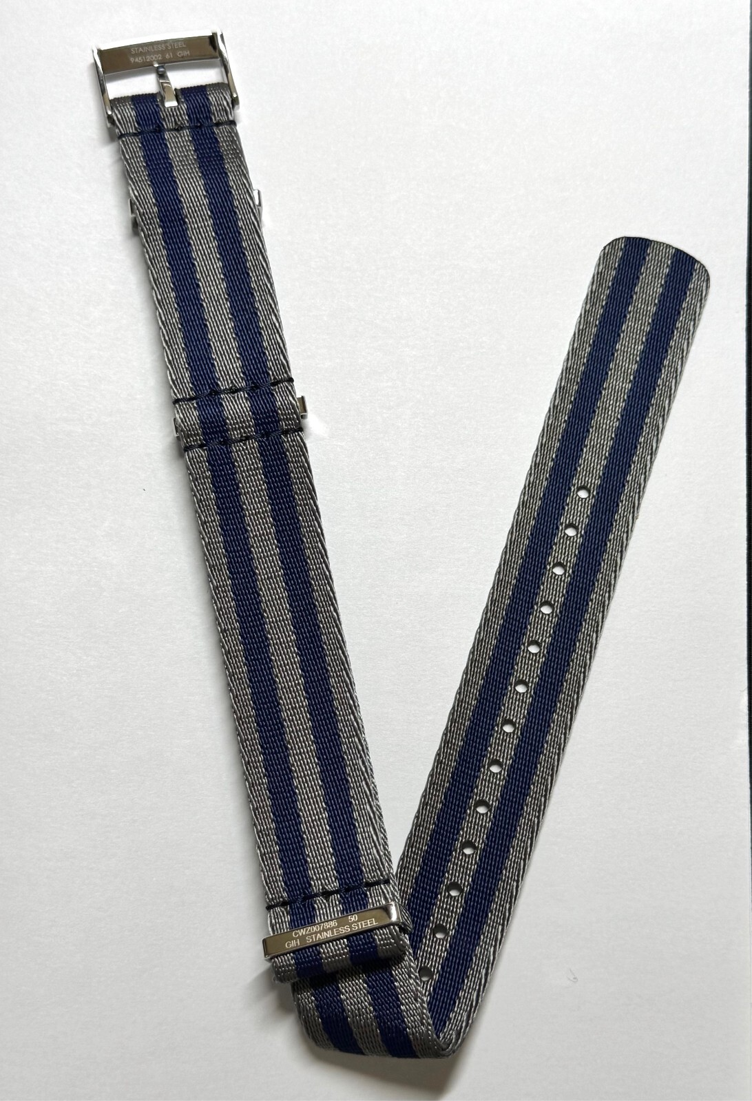 Original Omega 20mm BLUE / GREY / GRAY Nylon Fabric Watch Band Strap