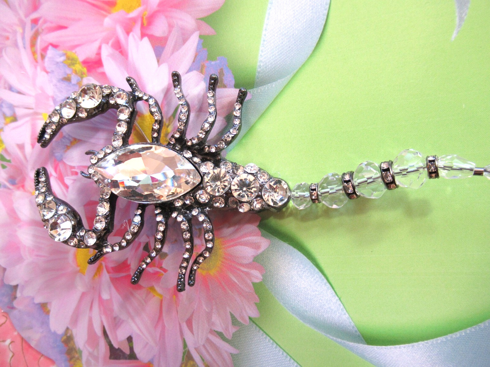 LOBSTER CRAWFISH MULTI-COLOR RHINESTONES CLEAR GEMSTONE BROOCH YOU CHOOSE