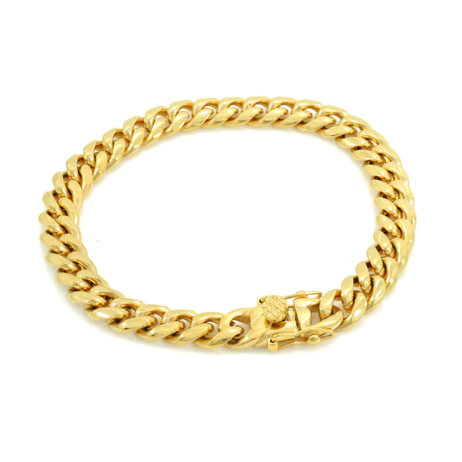 9inch Long Solid 18K Gold Plated 6mm-18mm Miami Cuban Curb Link Chain Bracelet