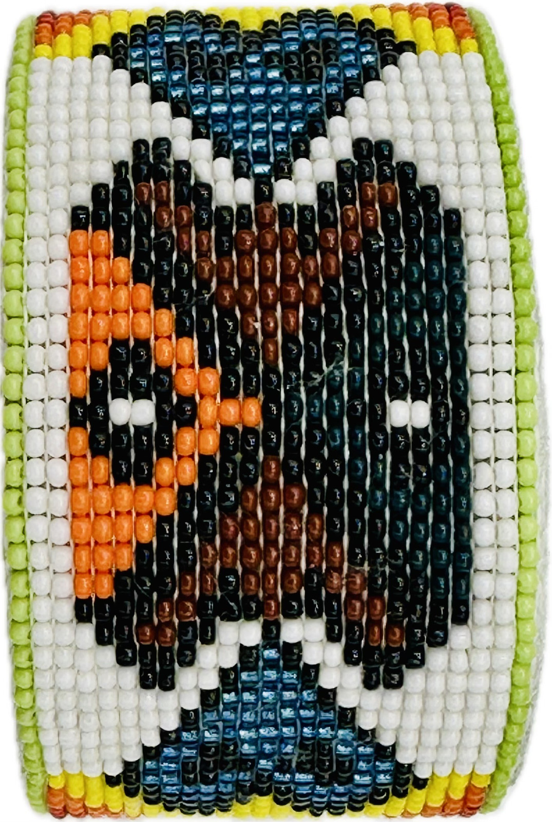 Handmade Beaded White multicolor Leather hard Cuff Bracelet
