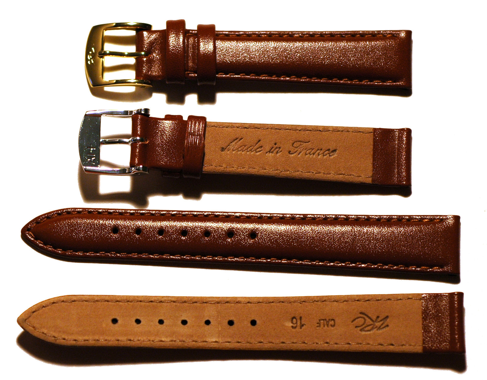Calf Leather Watch Strap, Silver or Gold Buckle, Black or Brown or Tan