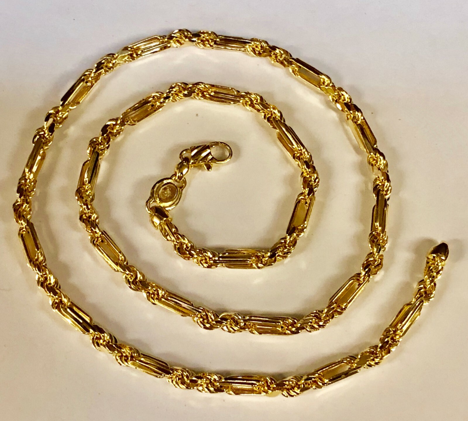 14k Yellow Gold 24″ 4.3 mm Diamond Cut Figarope Link Chain/Necklace 31 Grams