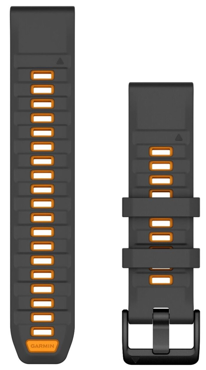 Garmin QuickFit 22 Watch Bands Graphite/Spark Orange Silicone 010-13392-05