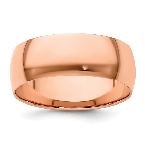 10K Solid Rose Gold 2mm 3mm 4mm 5mm 6mm 8m Men’s Women’s Wedding Band Ring