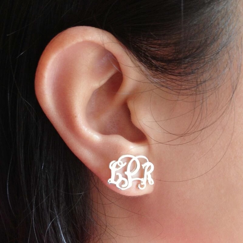 Custom Monogram Initials Earrings With Box Letter Women Boho Jewelry Gift Her