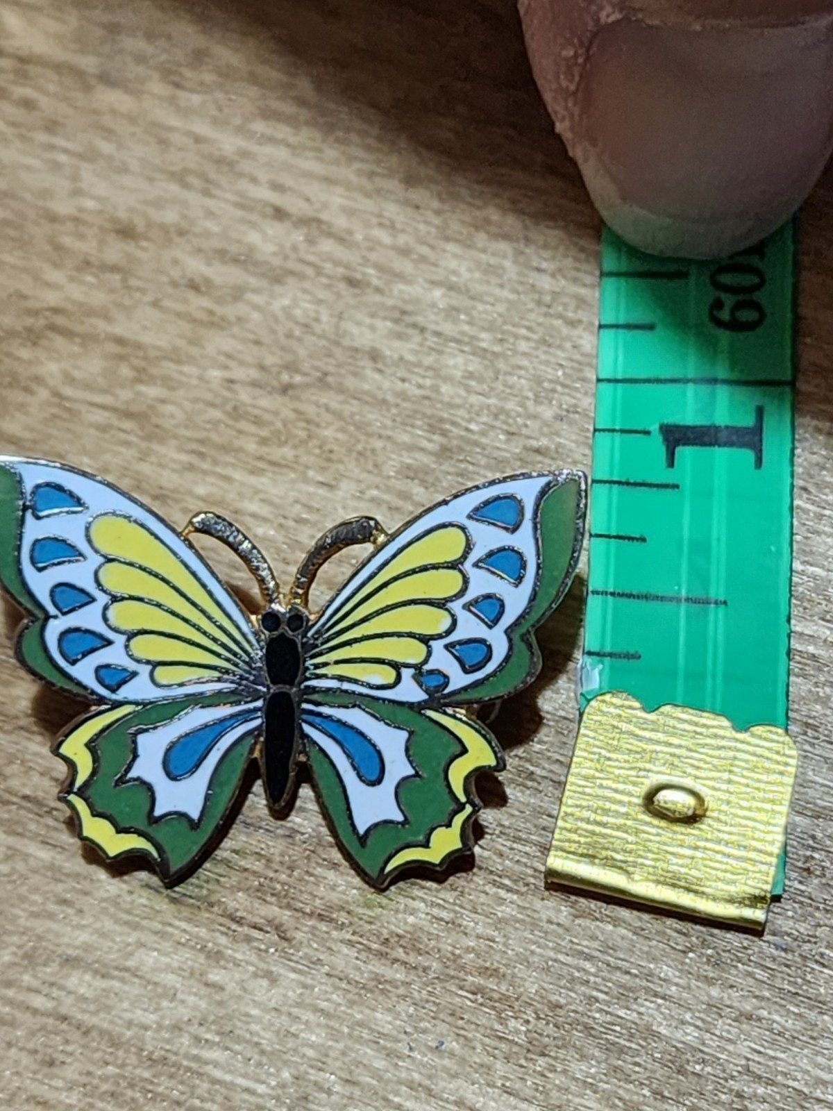 Vtg Korean Enamel Butterfly Pin Signed Korea 1.74″w X .5″t Good Condition
