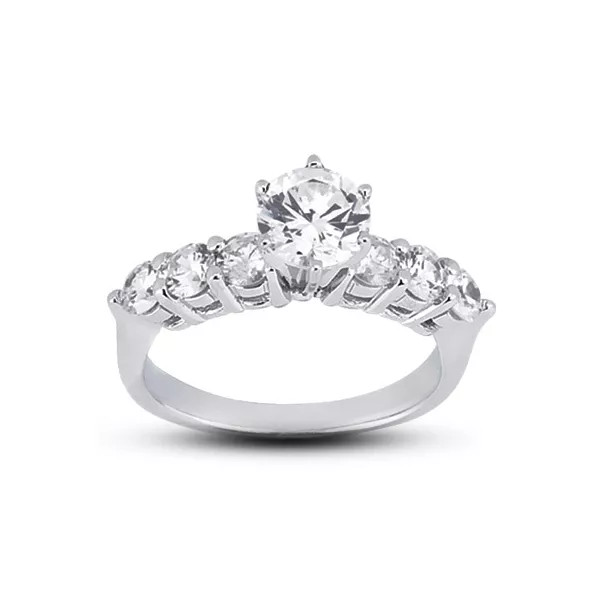 Engagement Ring 14K White Gold Classic Round 0.93 Carat Lab-Grown Diamond D VS1