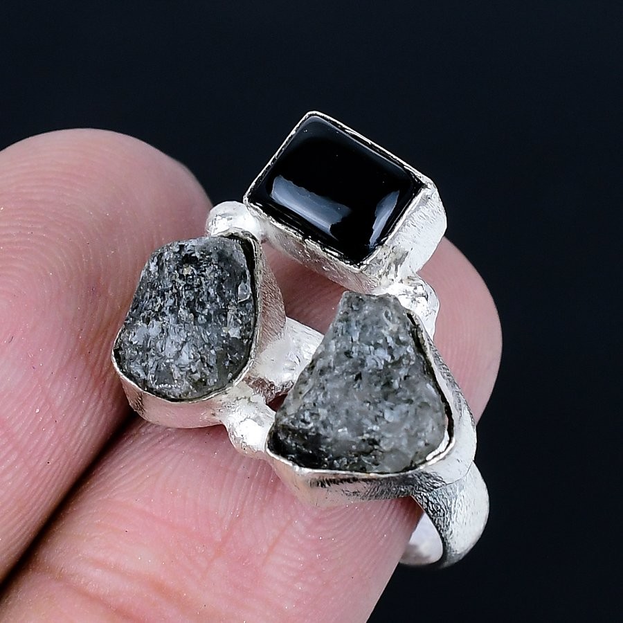 Pyrite Druzy 925 Silver Plated Handmade Ring of US Size 8