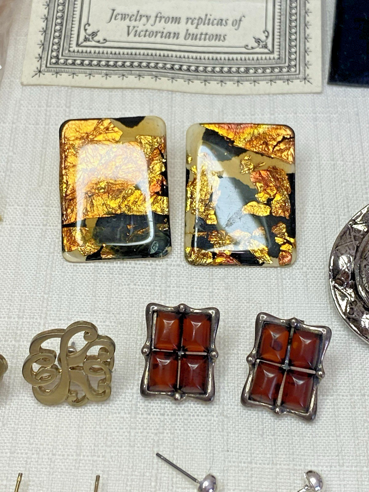 COSTUME JEWELRY EARRINGS LOT 47 Pairs Stud Mixed Rhinestone Pearl Multicolor
