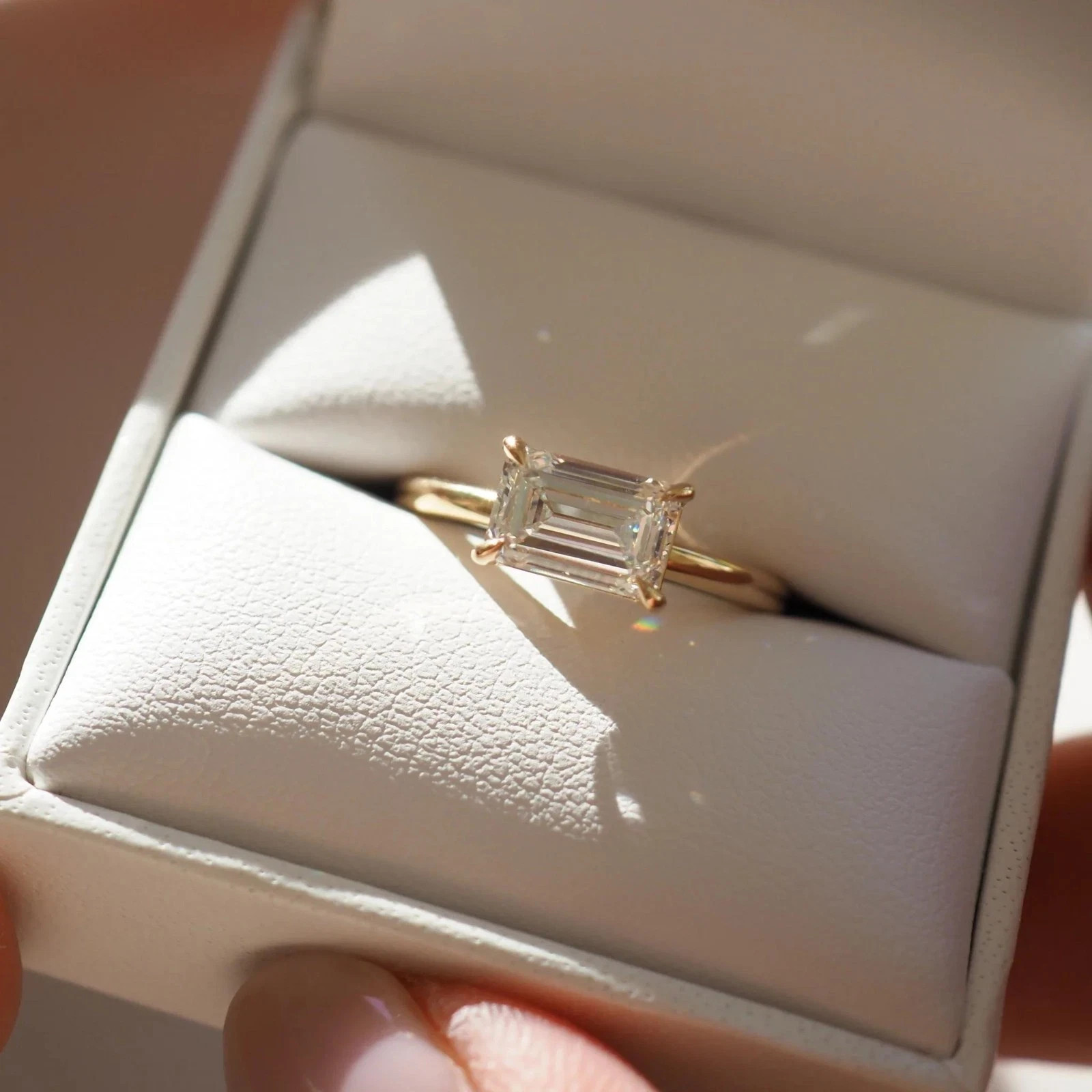 Rare 3 Ct Certified Emerald White Diamond Solitaire Ring 14k Yellow Gold Plated