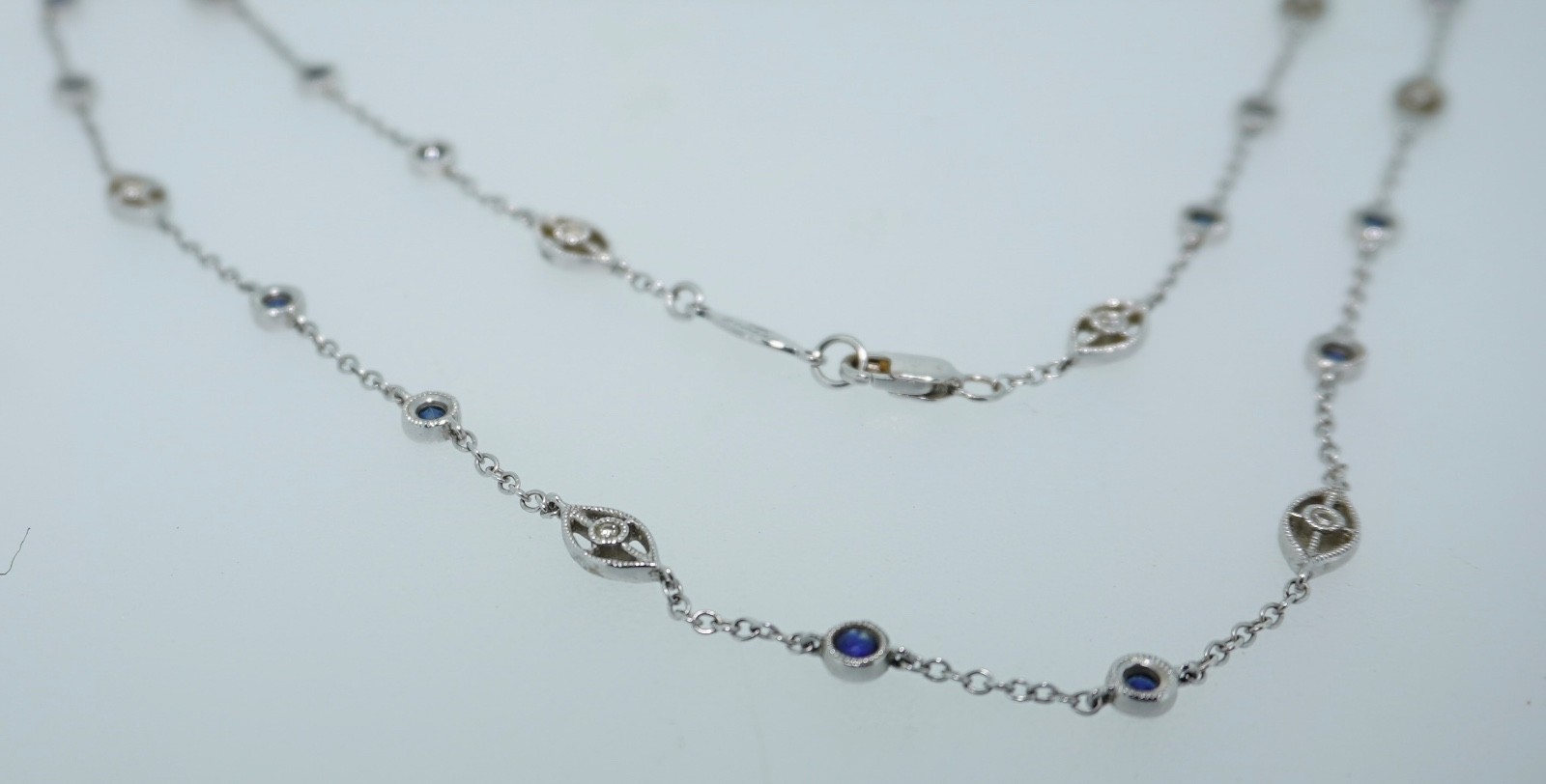 Gabriel & Co. 14K Sapphire & Diamond Chain Necklace