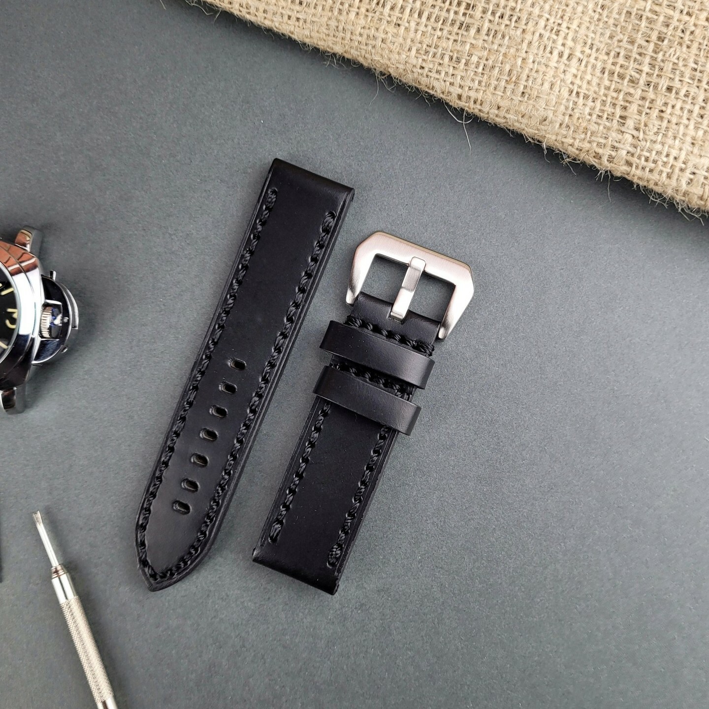 Handmade Panerai Style Leather Watch Strap for Luminor Radiomir 22m 24mm 26mm