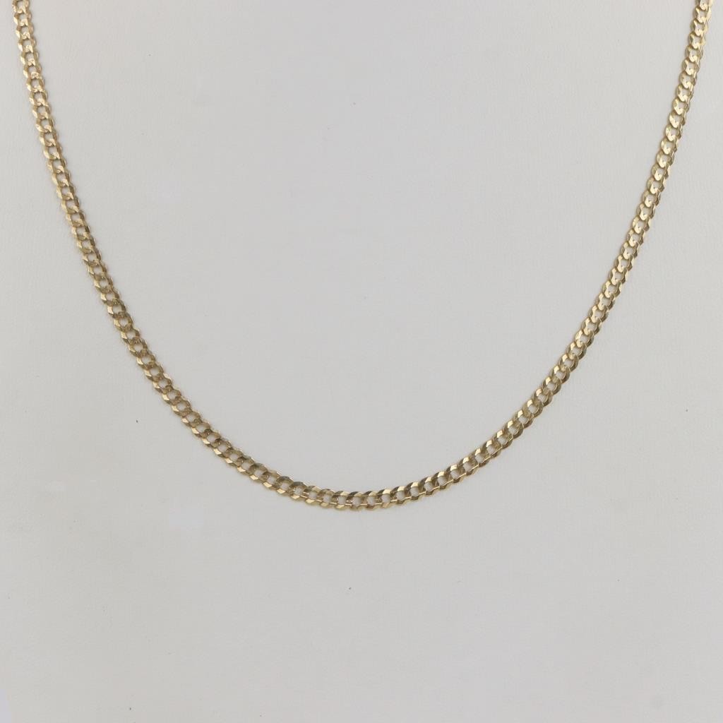 9CT SOLID Gold Curb Necklace Chain Hallmarked 375 2.86g / 1.37mm / 20inch 50cm