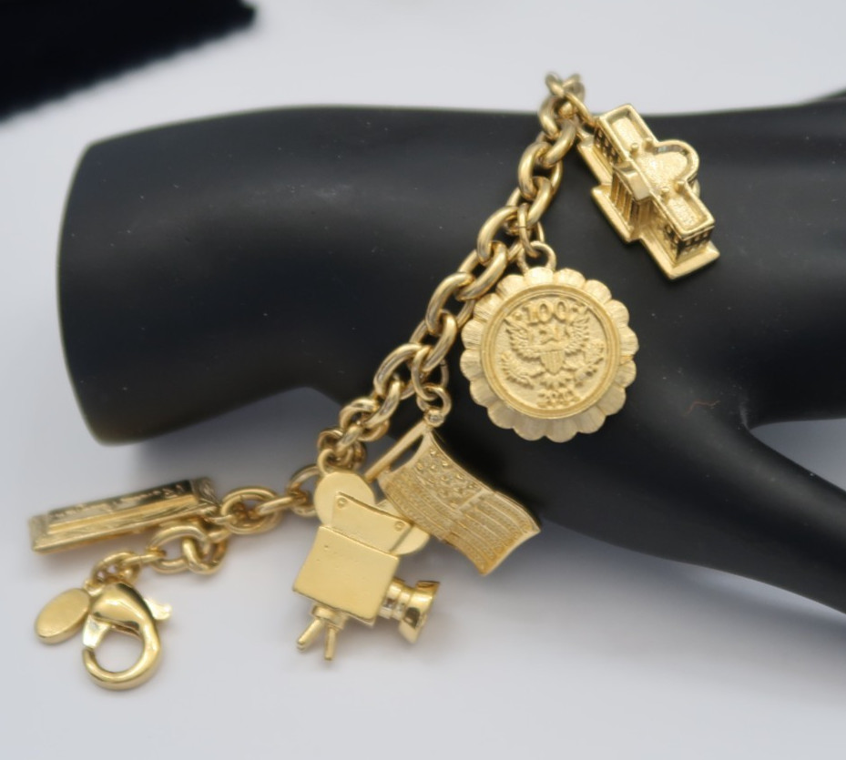 Ann Hand, Ronald Regan Theme Charm Bracelet, Costume Jewelry