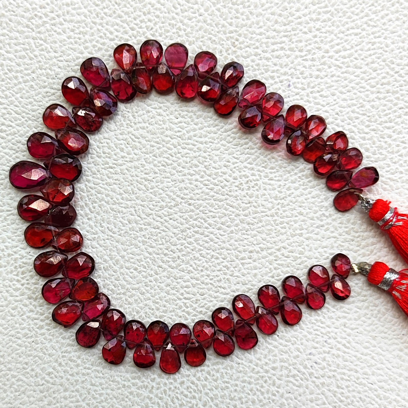 Mozambique Garnet Faceted Pear Gems Briolette Beads 7×5-8×6 mm Size 8″ Strand