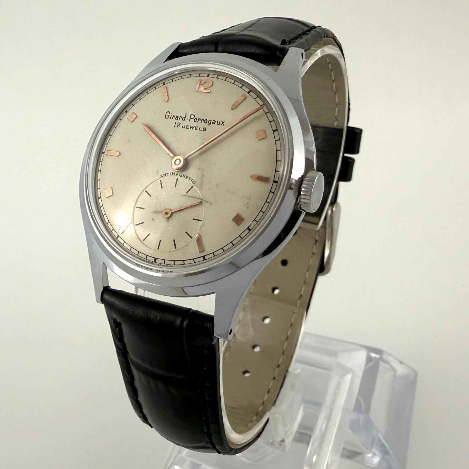 FINE GIRARD PERREGAUX VINTAGE ORIGINAL DIAL MANUAL WIND STEEL GENTS WATCH