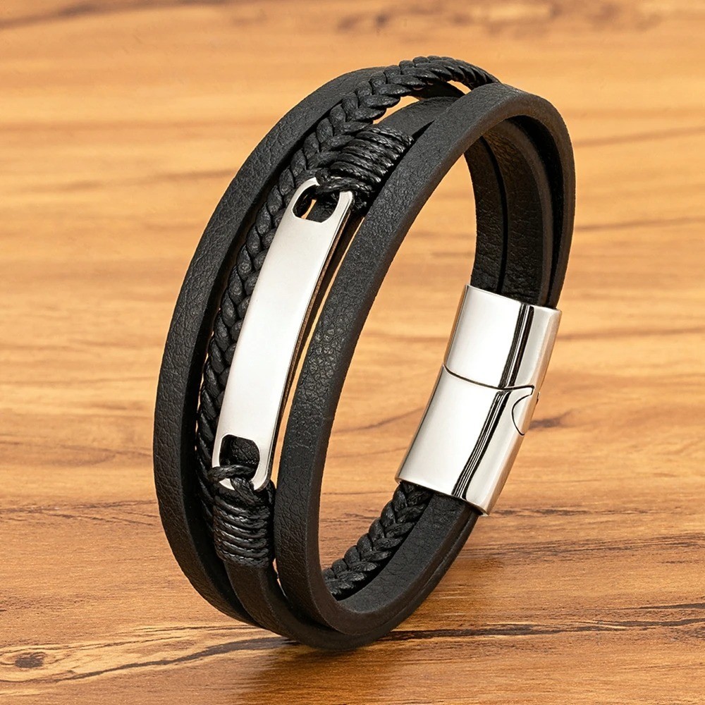 Men’s Multi-Strand Braided Leather Wrap Bracelet