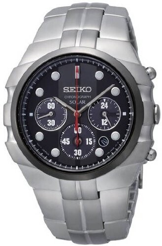 Seiko Solar Black Dial Chrono Stainless Steel Men’s Watch SSC089