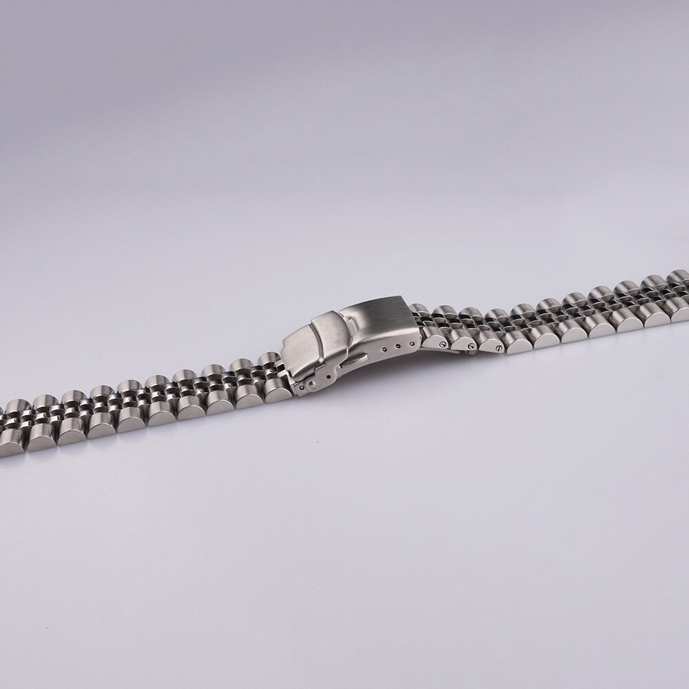 22mm Solid Curved End Silver Jubilee Watch Band Strap Bracelets For Seiko SKX007