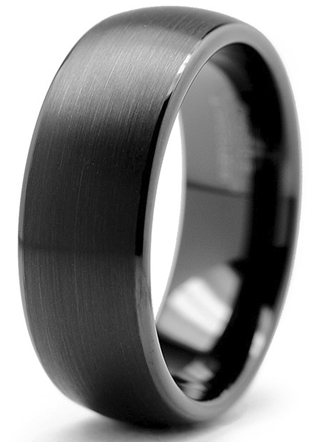 8MM Men’s Dome Black Tungsten Ring Wedding Band Jewelry Sizes 7 to 13