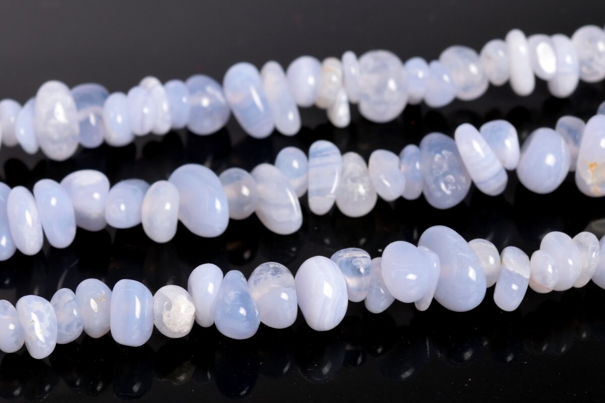 4-10MM Blue Lace Agate Pebble Chips Grade AA Genuine Natural Loose Beads 15″