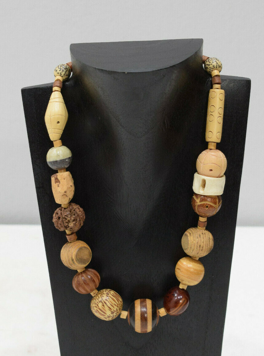 Necklace Indonesian Asymmetrical Assorted Wood Necklace