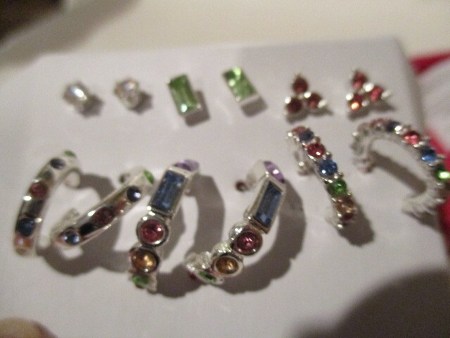 AVON Radiant Rainbow Earring Pack 6 pairs of Hoops & Studs 1/2″ D Multicolored