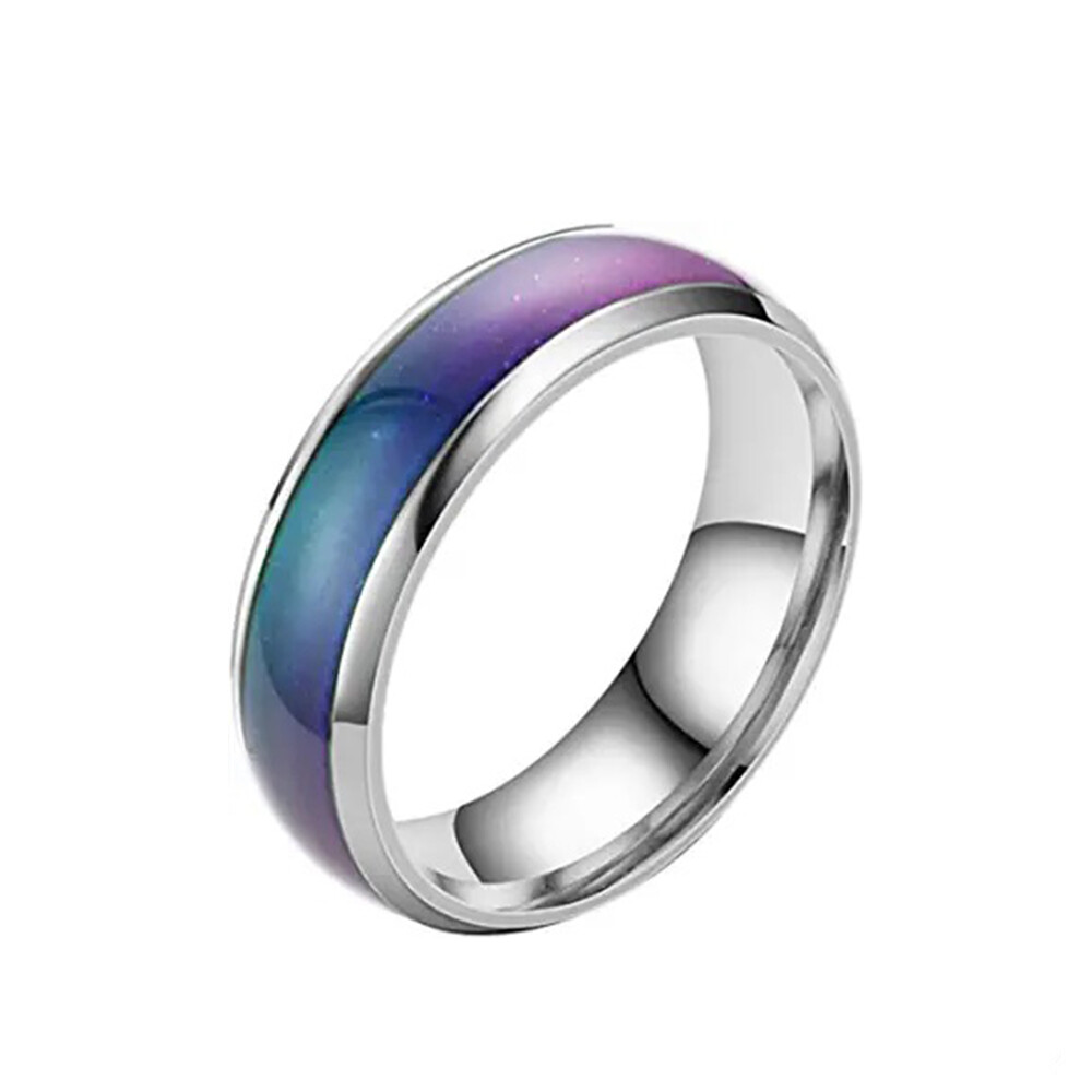 Stainless Steel Temperature Color Changing Wedding Band Mood Ring for Women Men