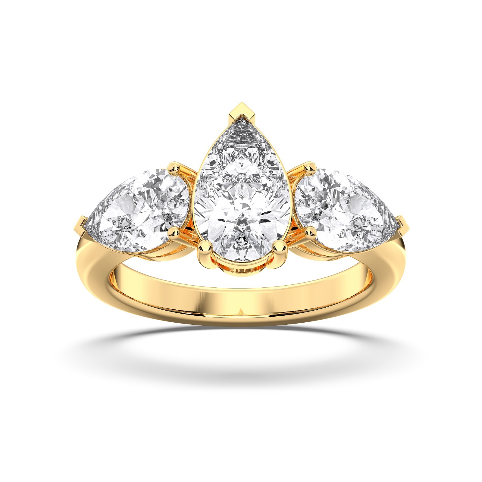 3.40 Ct Pear Cut Moissanite 3 Stone Prong Set Engagement Ring in Silver For Her