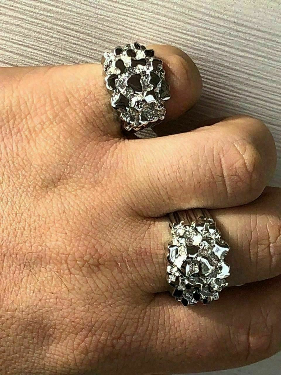 Men’s REAL Solid 925 Sterling Silver Heavy Nugget Ring Plain Heavy Pinky Hip Hop