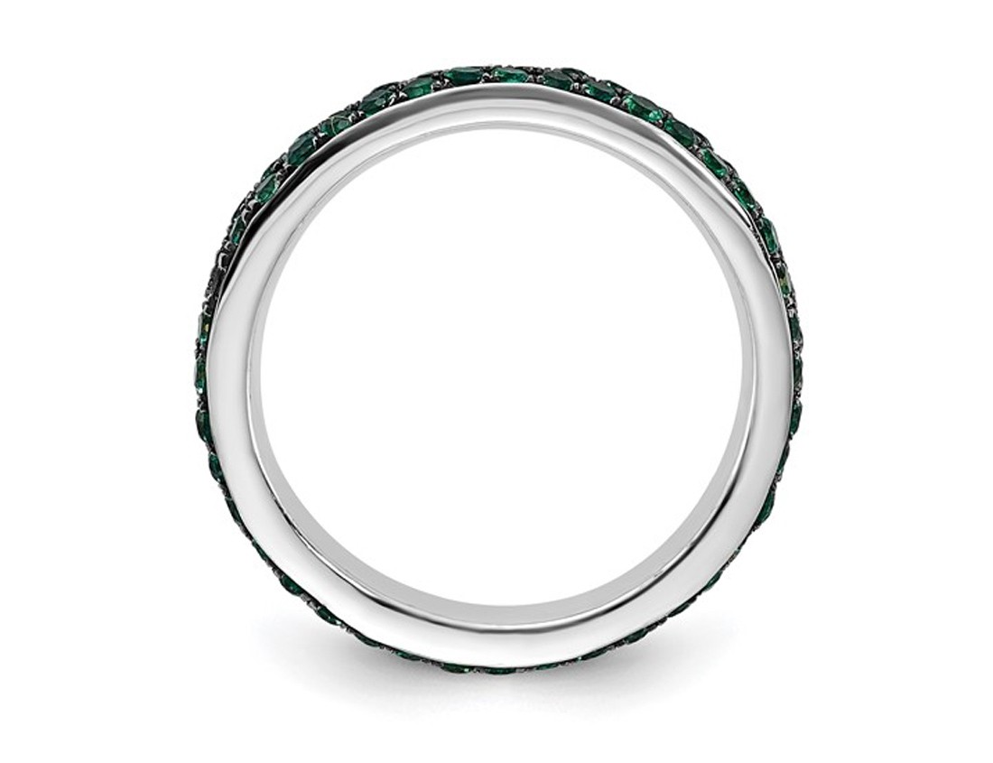 1.20 Carat (ctw) Leb-Created Emerald Eternity Band Ring in Sterling Silver
