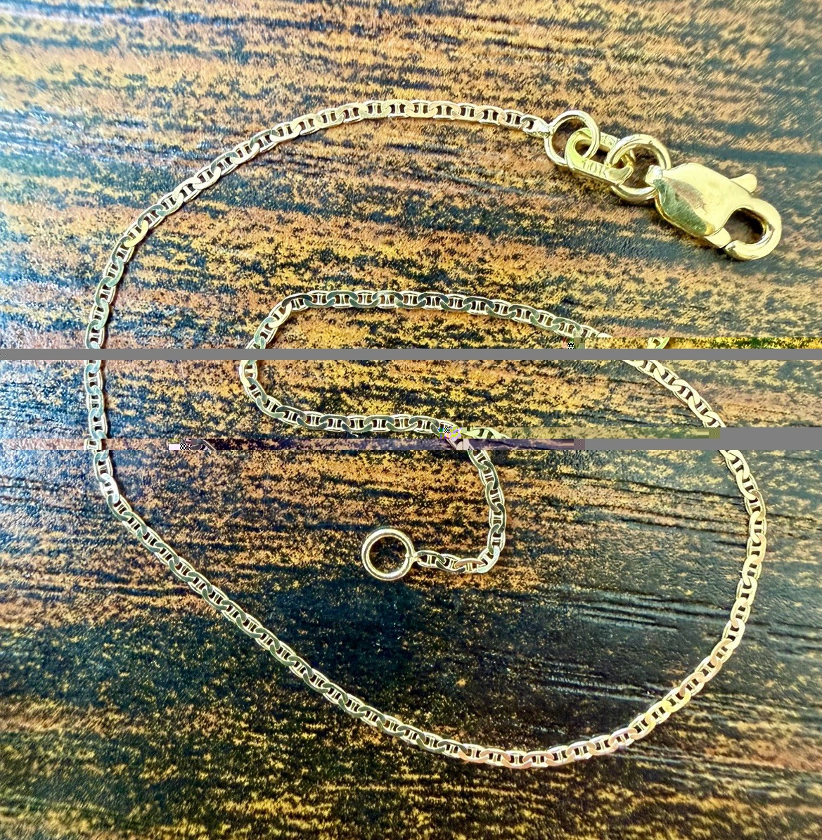 New! SOLID 10K Yellow Gold Mariner Link Bracelet 7 inches 1.2mm