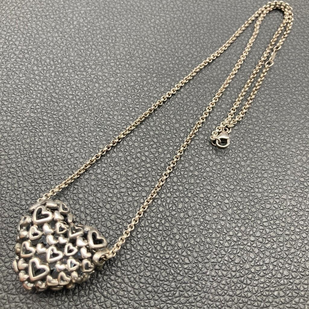 Georg Jensen Silver 925 Heart by Heart Pendant Necklace 38cm Rare Authentic